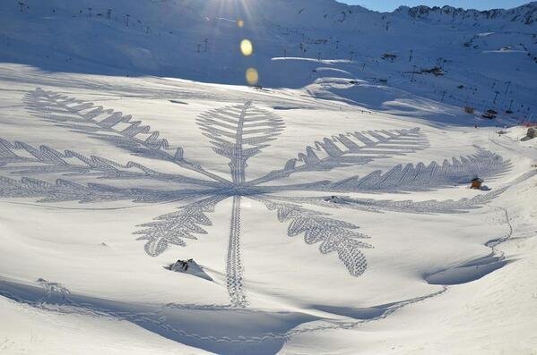 British artist creates patterns in the snow